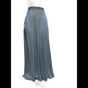Elegant High-Waisted Ecote Maxi Skirt with Embroidered Waistband